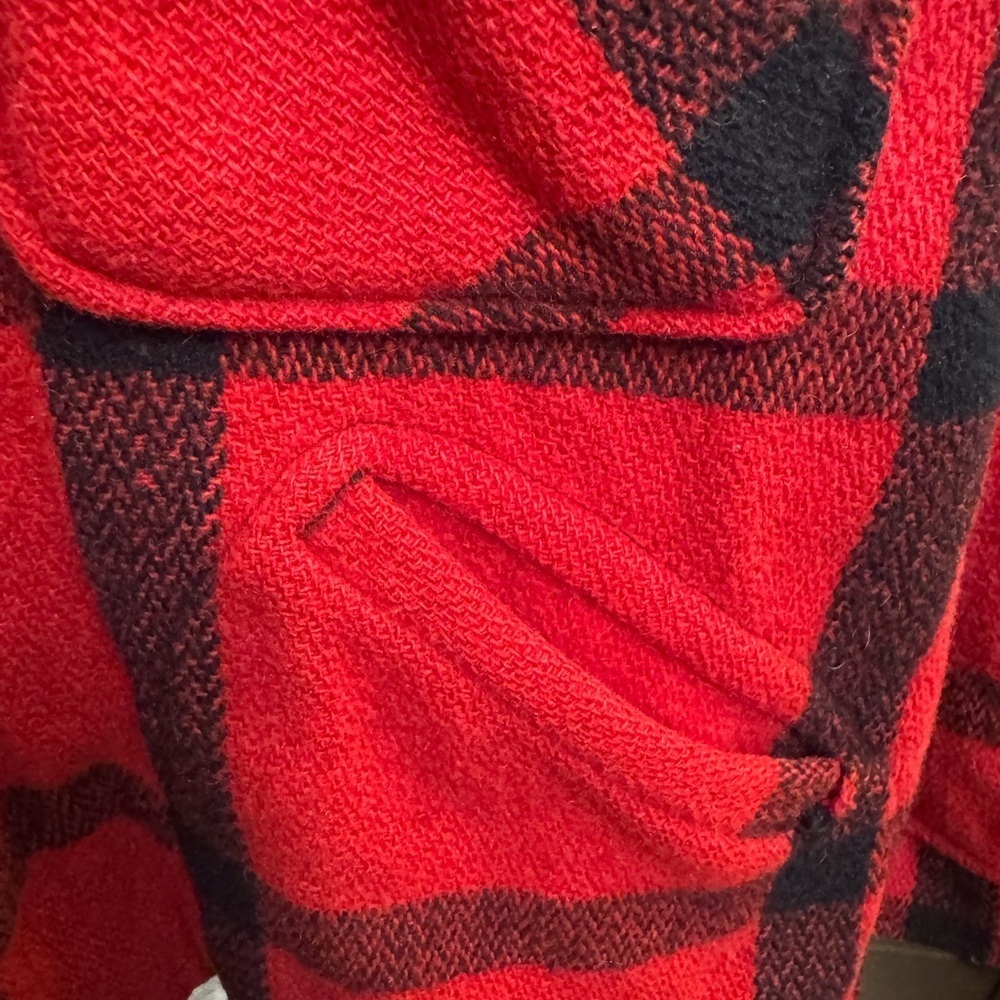 Vintage 100% Wool 70’s JC Penney Buffalo Plaid Red Blk Hunting Mackinaw Jacket - Picture 15 of 16
